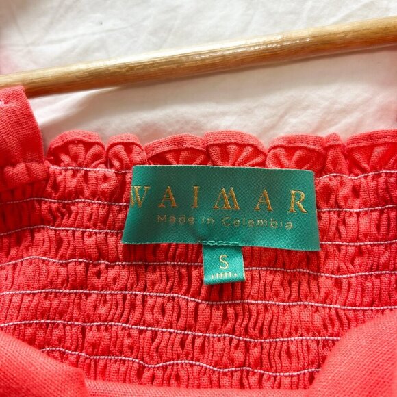 NWOT Waimari Coral 100% Linen Ruffle 2-Piece Set Top & Shorts Vacation Wear XS/S - Picture 7 of 8